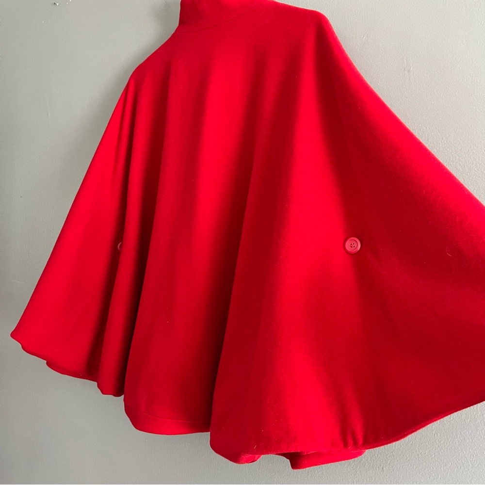 VTG Pendleton Poncho Womens 100% Virgin Wool Made USA Cape Pockets Red Size S/M - Picture 8 of 15